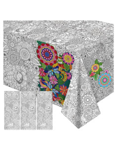 Cubierta de Mesa para Colorear Mandala Uiifan 137x274 cm