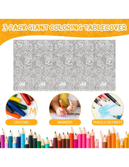 Cubierta de Mesa para Colorear Mandala Uiifan 137x274 cm