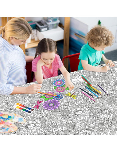 Cubierta de Mesa para Colorear Mandala Uiifan 137x274 cm