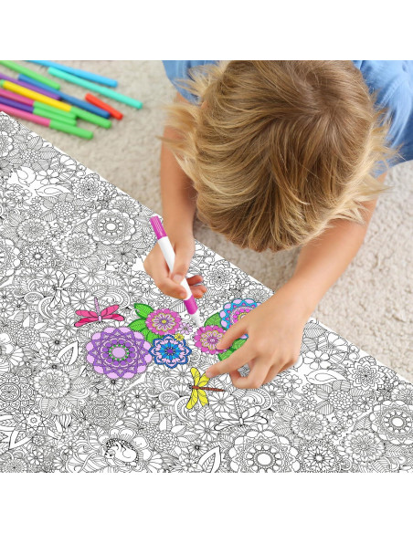 Cubierta de Mesa para Colorear Mandala Uiifan 137x274 cm