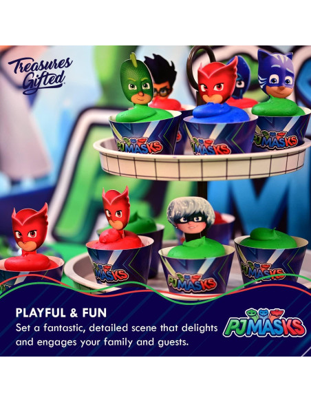 Decoraciones de Fiesta PJ Masks - Adorno Pastel y Cupcakes