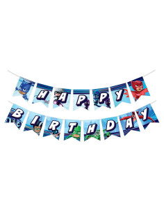 Banderín de Cumpleaños PJ Masks - Decoración Fiesta Infantil