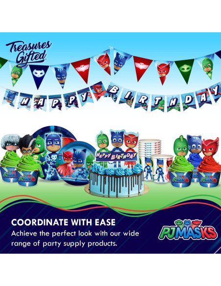 Banderín de Cumpleaños PJ Masks - Decoración Fiesta Infantil