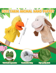 Juego de 4 Títeres de Mano RoundFunny - Animales Suaves 25 cm 2