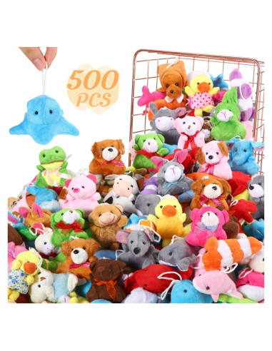 500 Mini Animales de Peluche Hungdao 7 cm para Fiesta y Regalos