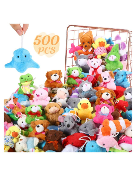 500 Mini Animales de Peluche Hungdao 7 cm para Fiesta y Regalos