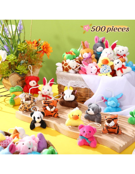 500 Mini Animales de Peluche Hungdao 7 cm para Fiesta y Regalos