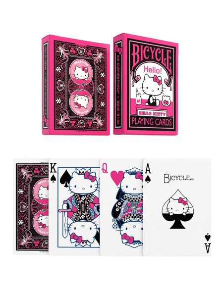 Baraja Hello Kitty Bicycle Negra y Rosa - 90.7g, 9.3x6.5cm