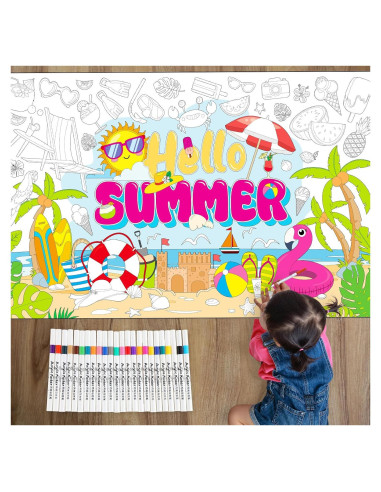 Póster Gigante para Colorear Faccito 137 x 80 cm con 24 Lápices