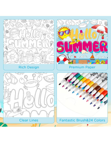 Póster Gigante para Colorear Faccito 137 x 80 cm con 24 Lápices