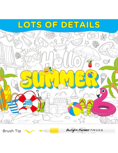 Póster Gigante para Colorear Faccito 137 x 80 cm con 24 Lápices