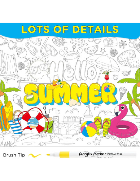 Póster Gigante para Colorear Faccito 137 x 80 cm con 24 Lápices