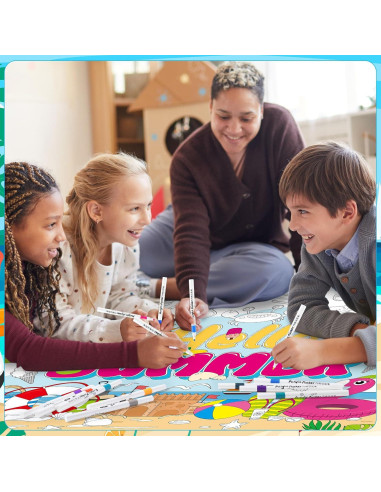 Póster Gigante para Colorear Faccito 137 x 80 cm con 24 Lápices