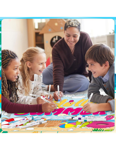 Póster Gigante para Colorear Faccito 137 x 80 cm con 24 Lápices