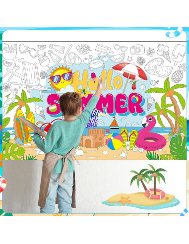 Póster Gigante para Colorear Faccito 137 x 80 cm con 24 Lápices