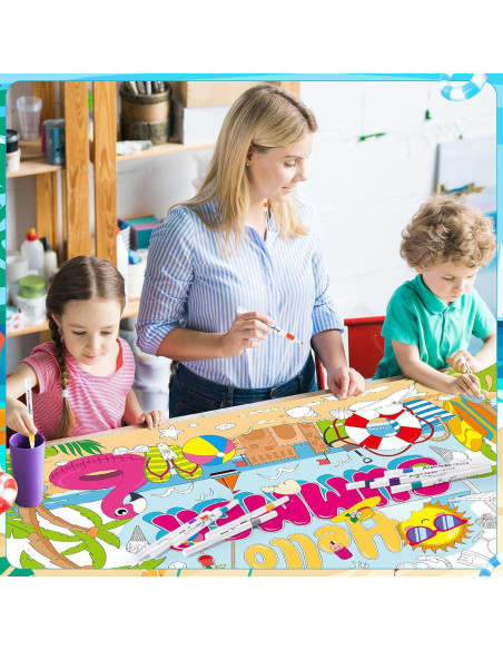 Póster Gigante para Colorear Faccito 137 x 80 cm con 24 Lápices