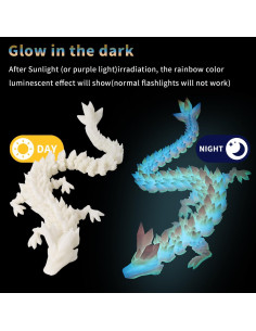 Dragón Articulado 3D Jefuzh 30.48cm Arcoíris Negro Luminiscente 2