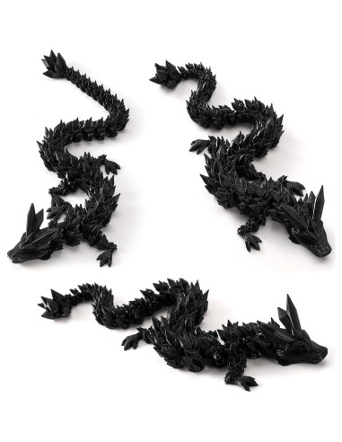 Dragón Articulado 3D Jefuzh 30.48cm Arcoíris Negro Luminiscente