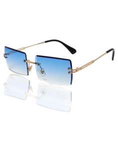 Gafas de sol rectangulares sin montura unisex retro 2025