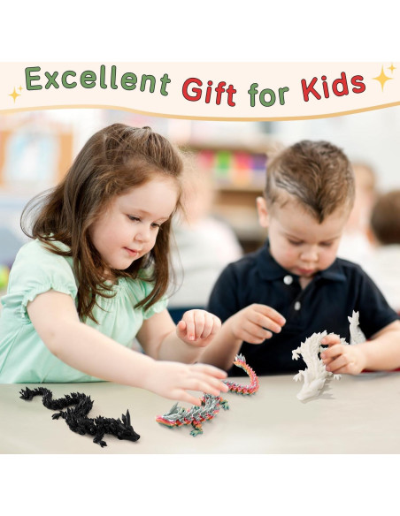 Dragón Articulado 3D Jefuzh 30.48cm Arcoíris Negro Luminiscente