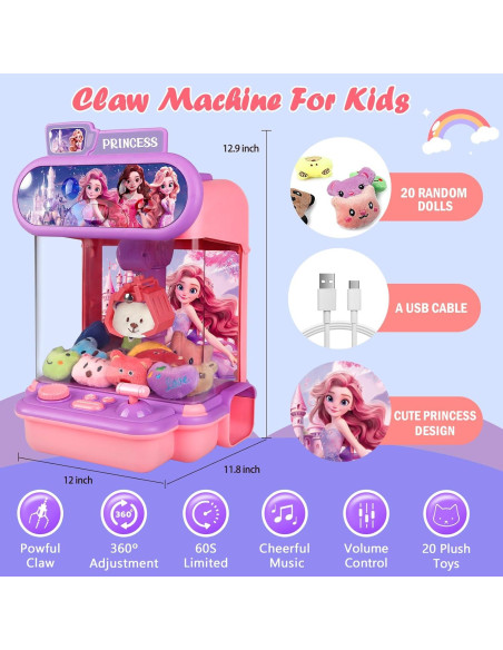 Mini Máquina de Garras TingingYuli con 20 Juguetes de Peluche