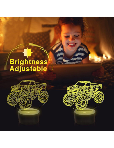 Lámpara Nocturna 3D Camión Monstruo YuanDian LED Multicolor