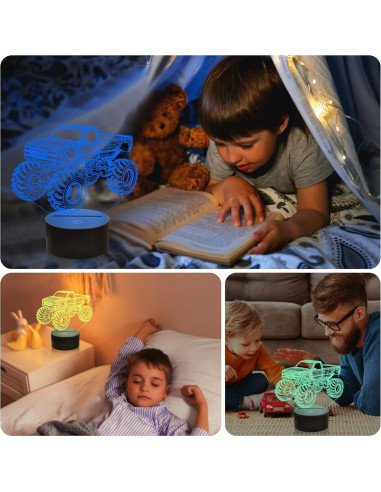 Lámpara Nocturna 3D Camión Monstruo YuanDian LED Multicolor