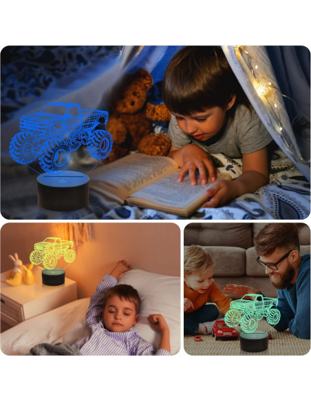 Lámpara Nocturna 3D Camión Monstruo YuanDian LED Multicolor