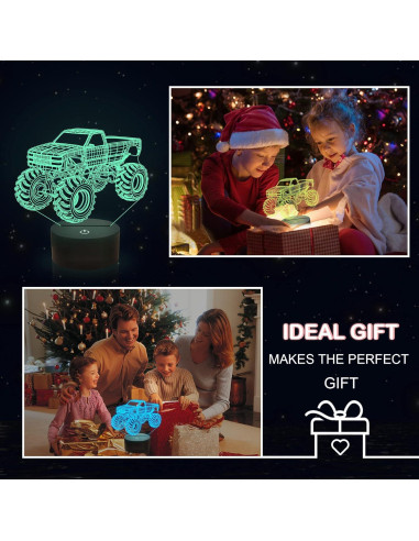 Lámpara Nocturna 3D Camión Monstruo YuanDian LED Multicolor