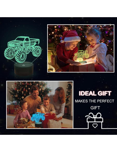 Lámpara Nocturna 3D Camión Monstruo YuanDian LED Multicolor