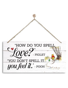 Letrero Decorativo de Madera Piglet Winnie 35x17.5cm