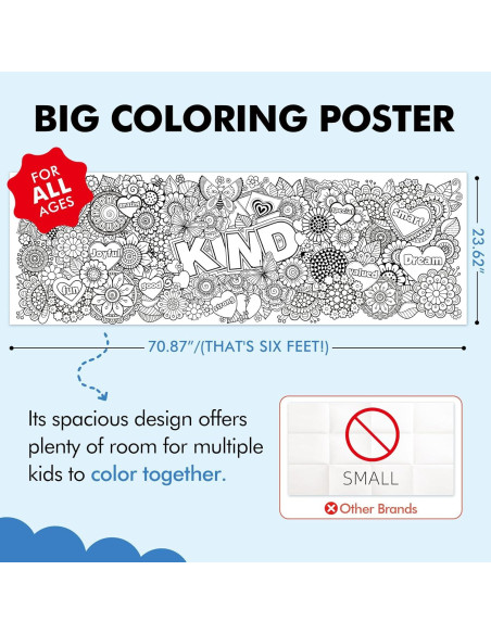 Mantel Grande para Colorear JellyPanda 180x60 cm Afirmaciones Positivas