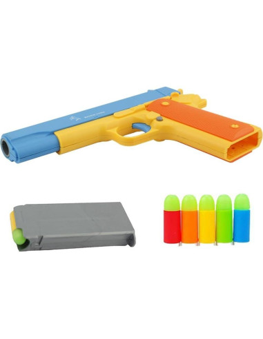 Pistola de Juguete Colt M1911 Azul con 10 Balas Suaves