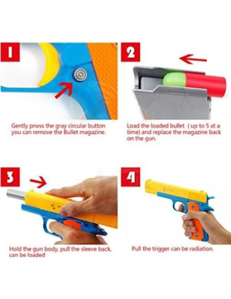 Pistola de Juguete Colt M1911 Azul con 10 Balas Suaves