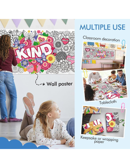 Mantel Grande para Colorear JellyPanda 180x60 cm Afirmaciones Positivas