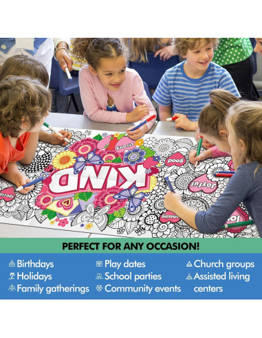 Mantel Grande para Colorear JellyPanda 180x60 cm Afirmaciones Positivas