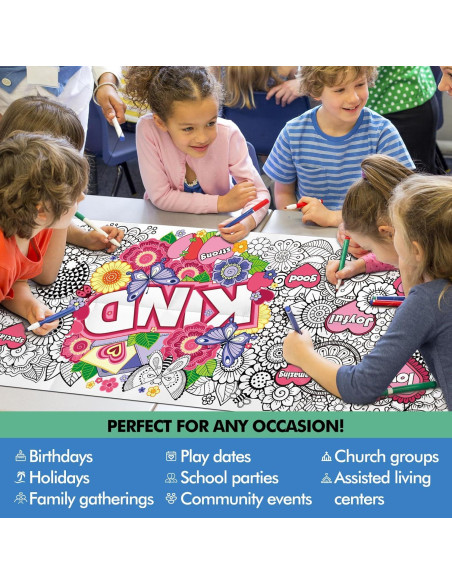 Mantel Grande para Colorear JellyPanda 180x60 cm Afirmaciones Positivas