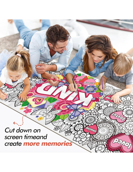 Mantel Grande para Colorear JellyPanda 180x60 cm Afirmaciones Positivas