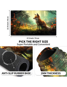 Tapete de Juego de Cartas EDGFRTOIO 69.9x39.9 cm Zorro del Bosque 2