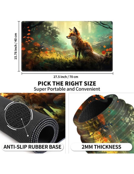 Tapete de Juego de Cartas EDGFRTOIO 69.9x39.9 cm Zorro del Bosque