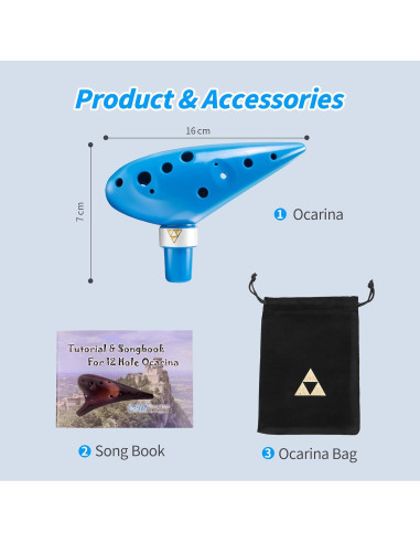 Ocarina de plástico azul 12 agujeros ZDPL-001-1