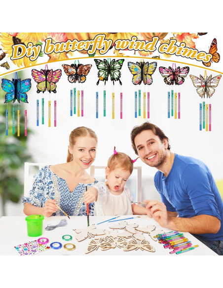 Kit de Campanas de Viento DIY GlikCeil - 128 Piezas Mariposa