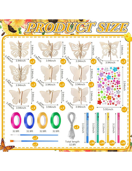 Kit de Campanas de Viento DIY GlikCeil - 128 Piezas Mariposa