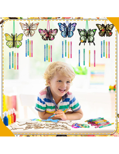 Kit de Campanas de Viento DIY GlikCeil - 128 Piezas Mariposa