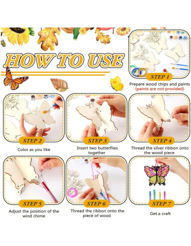 Kit de Campanas de Viento DIY GlikCeil - 128 Piezas Mariposa