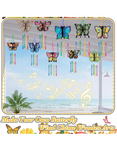 Kit de Campanas de Viento DIY GlikCeil - 128 Piezas Mariposa