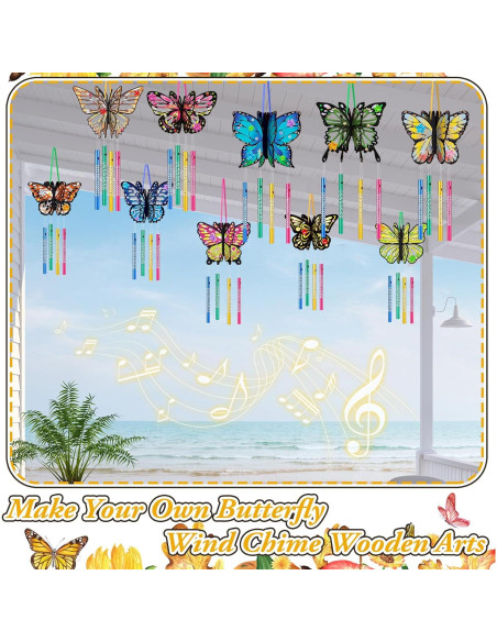 Kit de Campanas de Viento DIY GlikCeil - 128 Piezas Mariposa