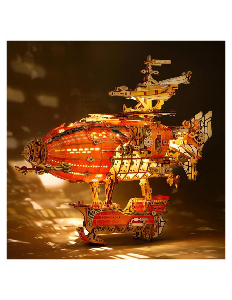Rompecabezas 3D de Madera FUNPOLA Aeronave Steampunk LED