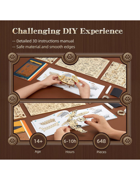 Rompecabezas 3D de Madera FUNPOLA Aeronave Steampunk LED