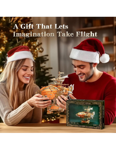 Rompecabezas 3D de Madera FUNPOLA Aeronave Steampunk LED